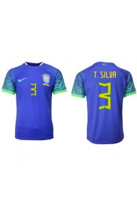 Brasil Thiago Silva #3 Fotballdrakt Borte Klær VM 2022 Korte ermer